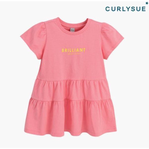 Áo váy cộc tay Curly..sue chữ 2 mầu dễ thương Nga Fish A4VC5