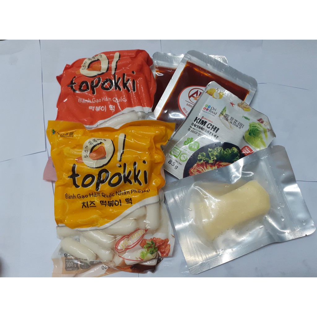 combo 500g bánh gạo truyền thống +500g tok nhân phô mai+100g phô mai Mozzazzella +1 gói kim chi +100g sốt