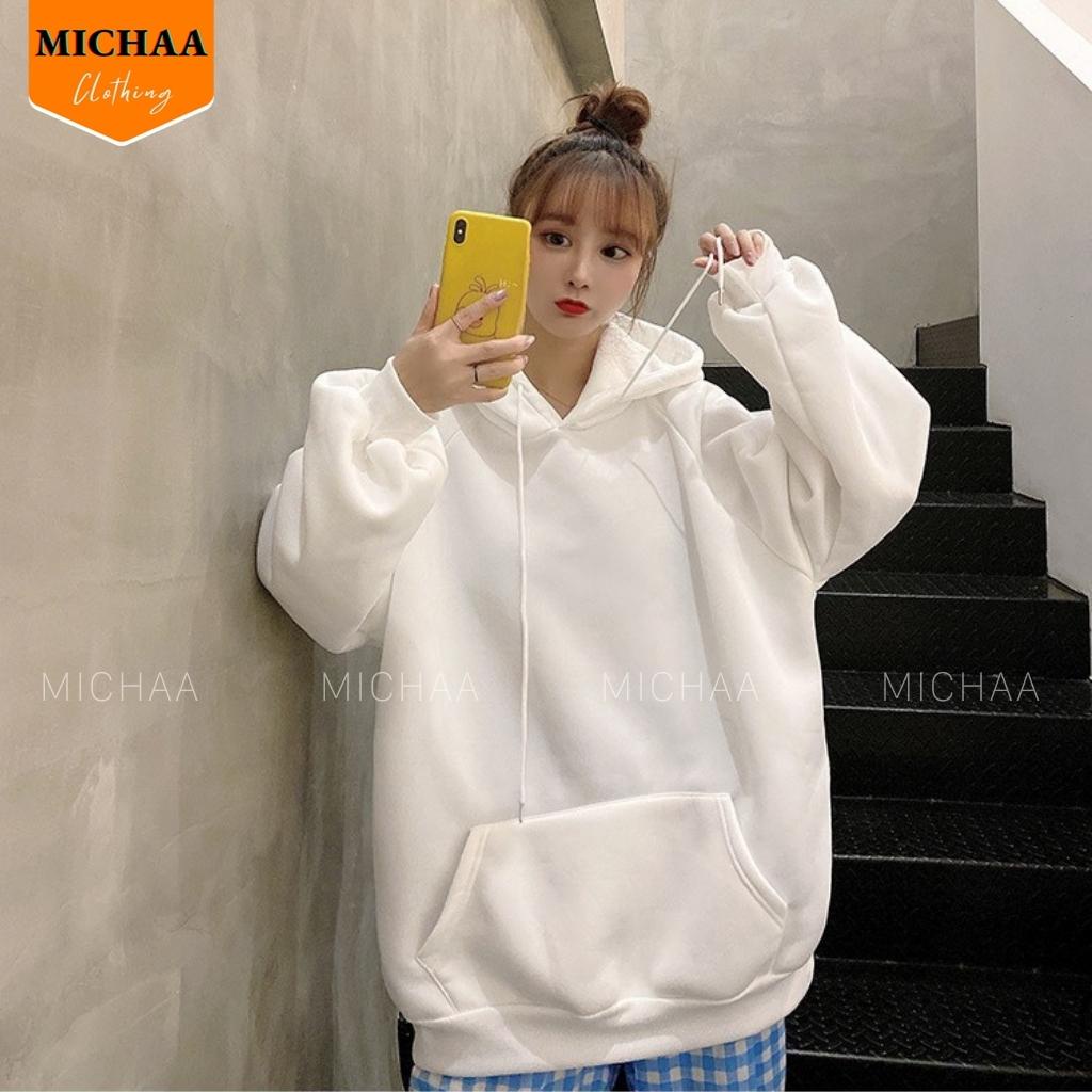 Áo Khoác Nỉ HOODIE TRƠN Nam Nữ Ulzzang Unisex Form Rộng Đẹp - MICHAA