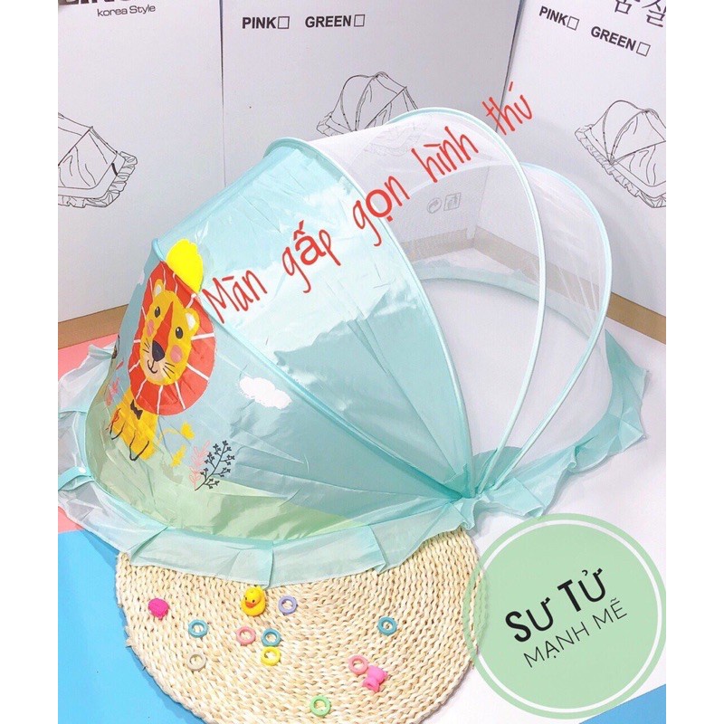 màn chụp gấp gọn cho bé, Màn gấp gọn in hình sư tử [ Chính Hãng KILUTA ]