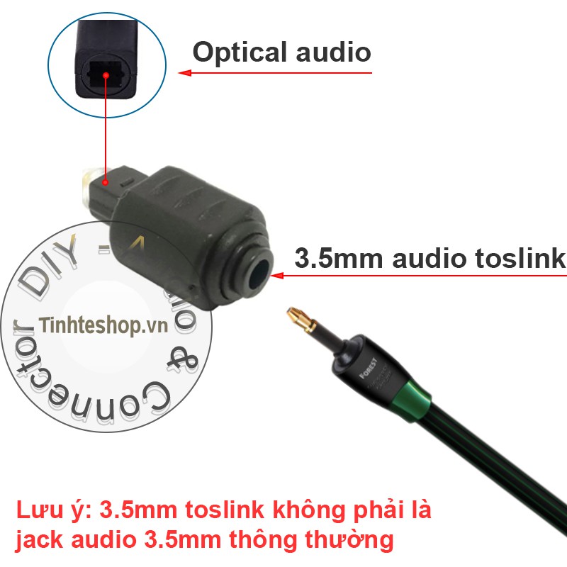 Đầu jack đổi âm thanh quang 3.5mm mini toslink cổng đực sang quang thường cổng cái