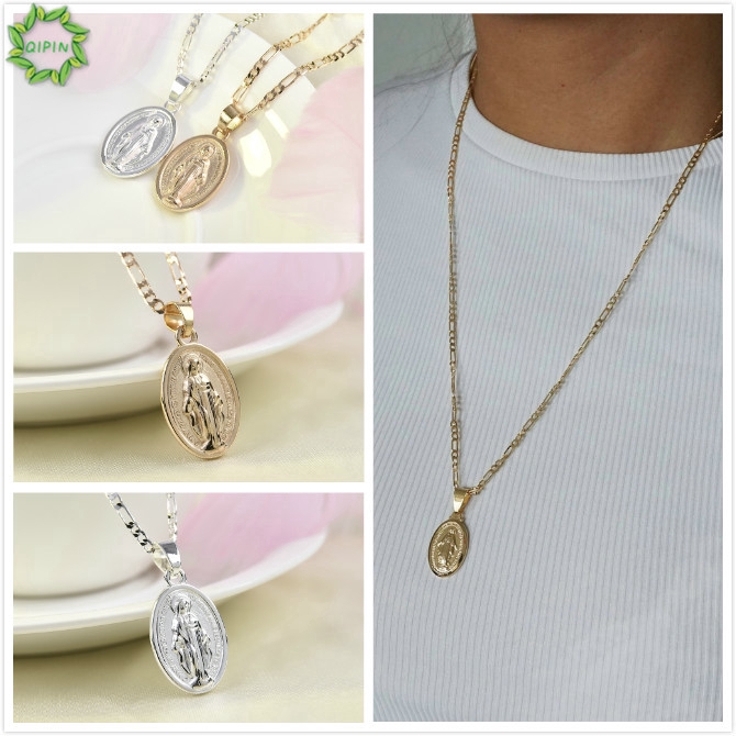 Dây chuyền mặt tròn họa tiết mẹ Maria thời trang dành cho nam nữ