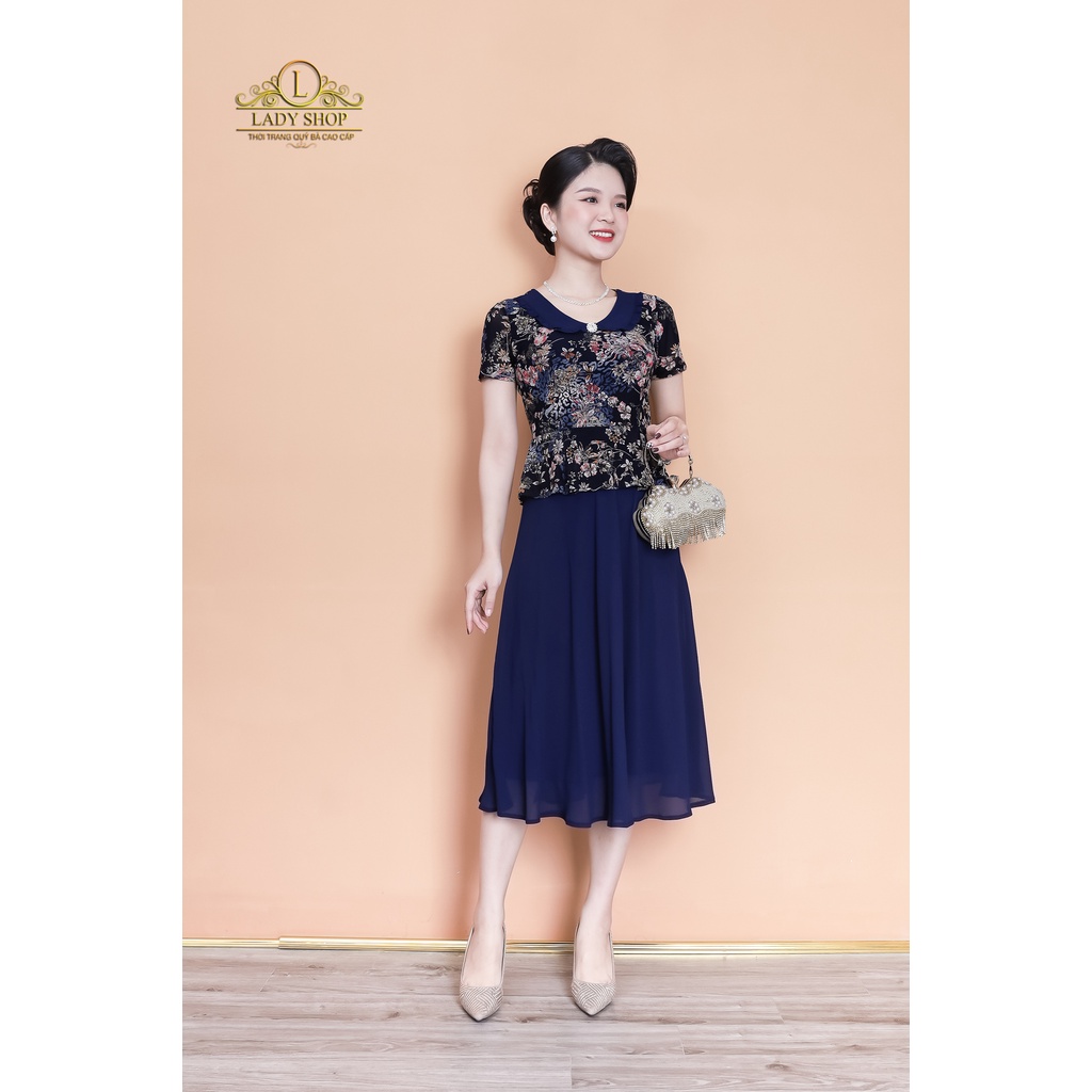 Đầm peplum cổ sen bèo sang trọng Ladyshop thời trang trung niên cao cấp TK961