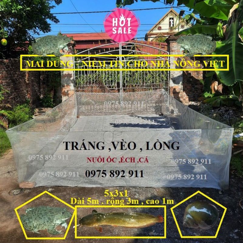 Tráng , vèo , lồng nuôi ốc ếch cá