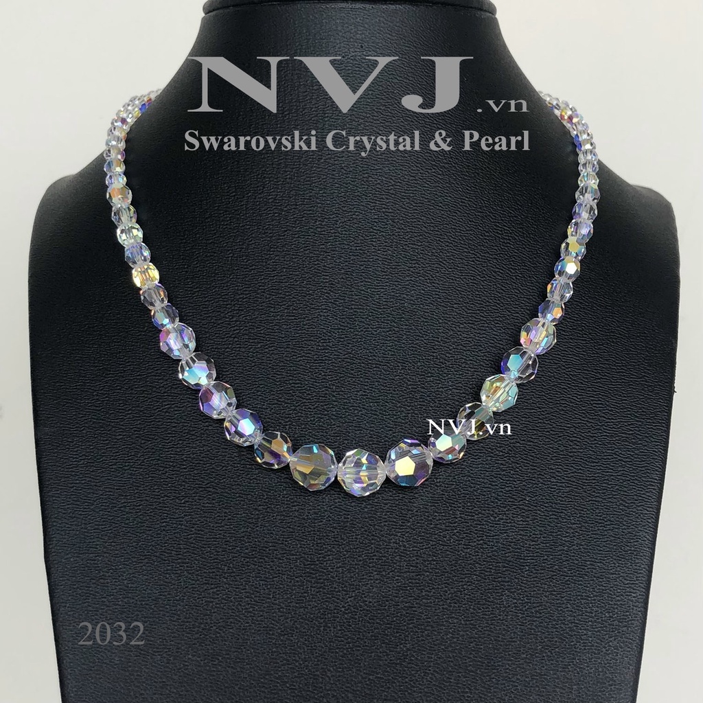 Vòng cổ Swarovski hạt tròn 4, 5, 6, 8, 10 mm - Trang sức NVJ, chuỗi hạt pha lê Áo