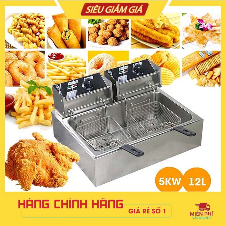 Bếp chiên nhúng , bếp chiên nhúng điện đôi 12L