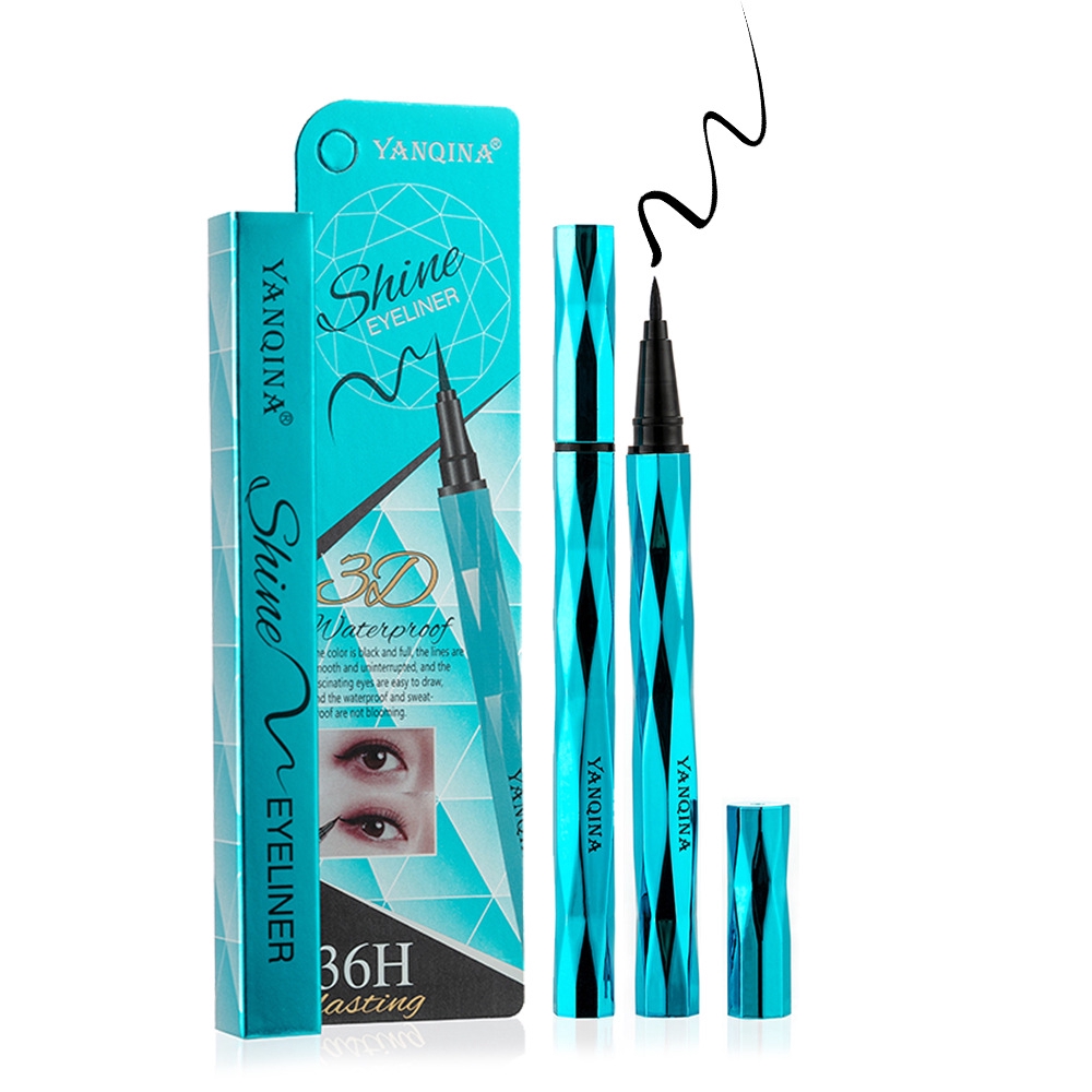 YANQINA Sky Blue Faceted Eyeliner Cool Black Quick-drying Non Staining Durable Waterproof Eyeliner