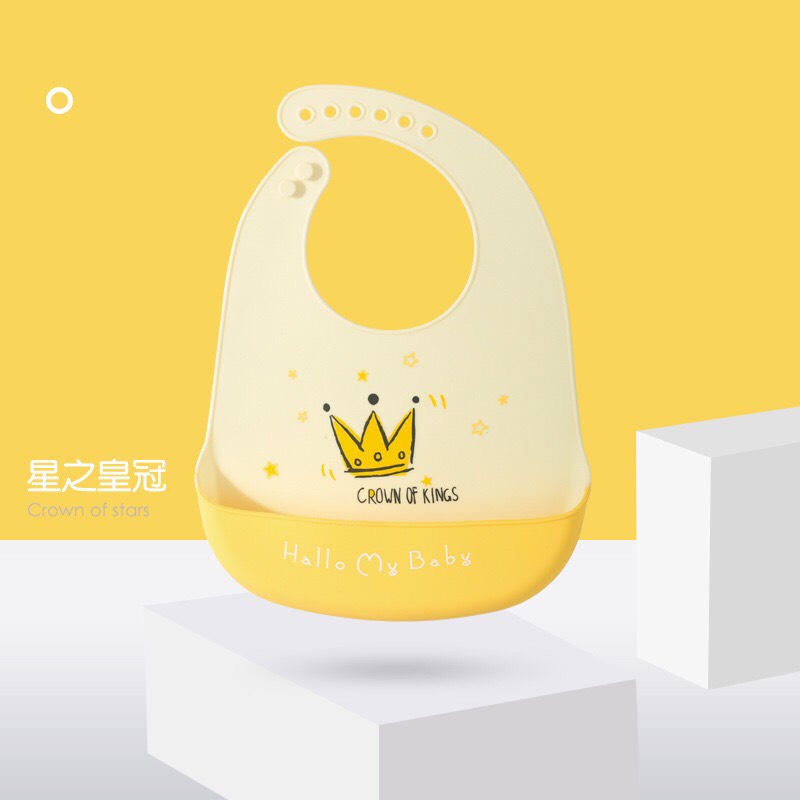 Yếm ăn dặm silicone 3D có máng hứng cho bé