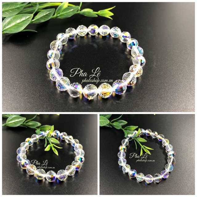 Vòng Tay Pha Lê Tròn Dát Nhiễn S08mm Trắng Được Thiết Kế Từ Pha Lê Swarovski