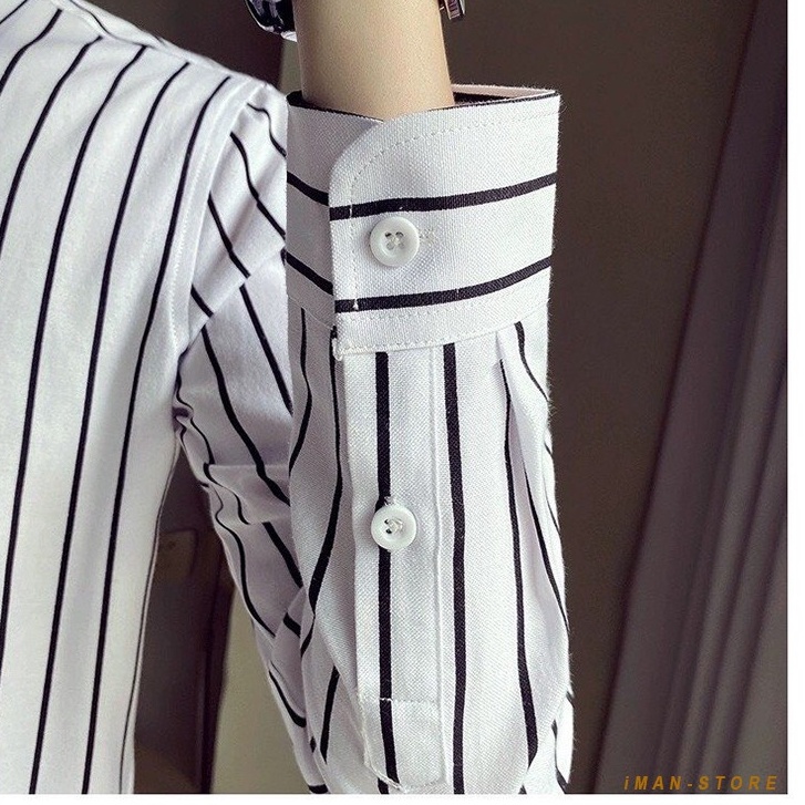Áo Sơ Mi Nam Dài Tay Đẹp TAHISM016 Kẻ sọc 2 màu đen,trắng chất Cotton thoáng mát | BigBuy360 - bigbuy360.vn