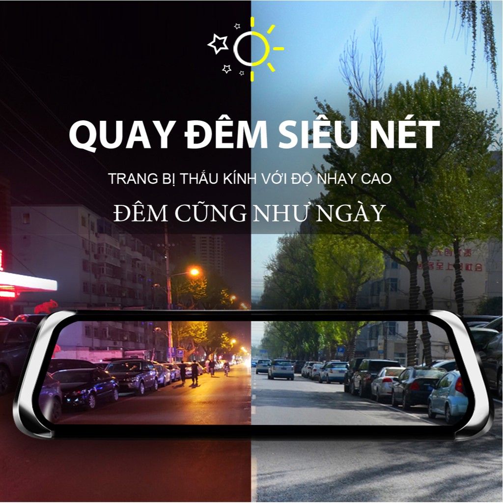 Camera Hành Trình Gương Anytek A26 Quay 2K UHD Màn Hình Cảm Ứng 10 Inch