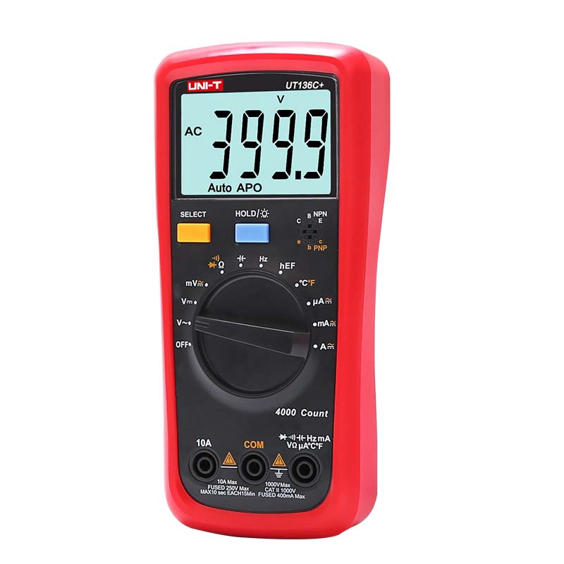 【100%Original Agent】UNI-T UT136B+ UT136C+ 1000V 10A Digital multimeter,Voltmeter Ammeter,resistance capacitance  Temp Tester LCD backlight  NCV