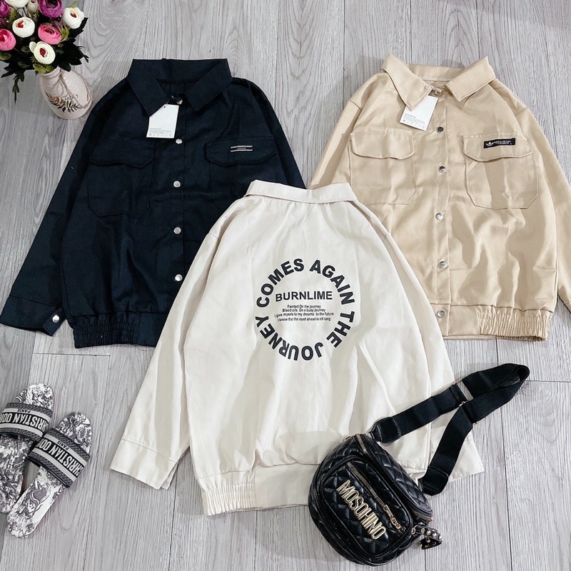 Áo Khoác Blaze Kaki Nữ Túi Hộp In Hình Cúc Bấm Dài Tay | BigBuy360 - bigbuy360.vn