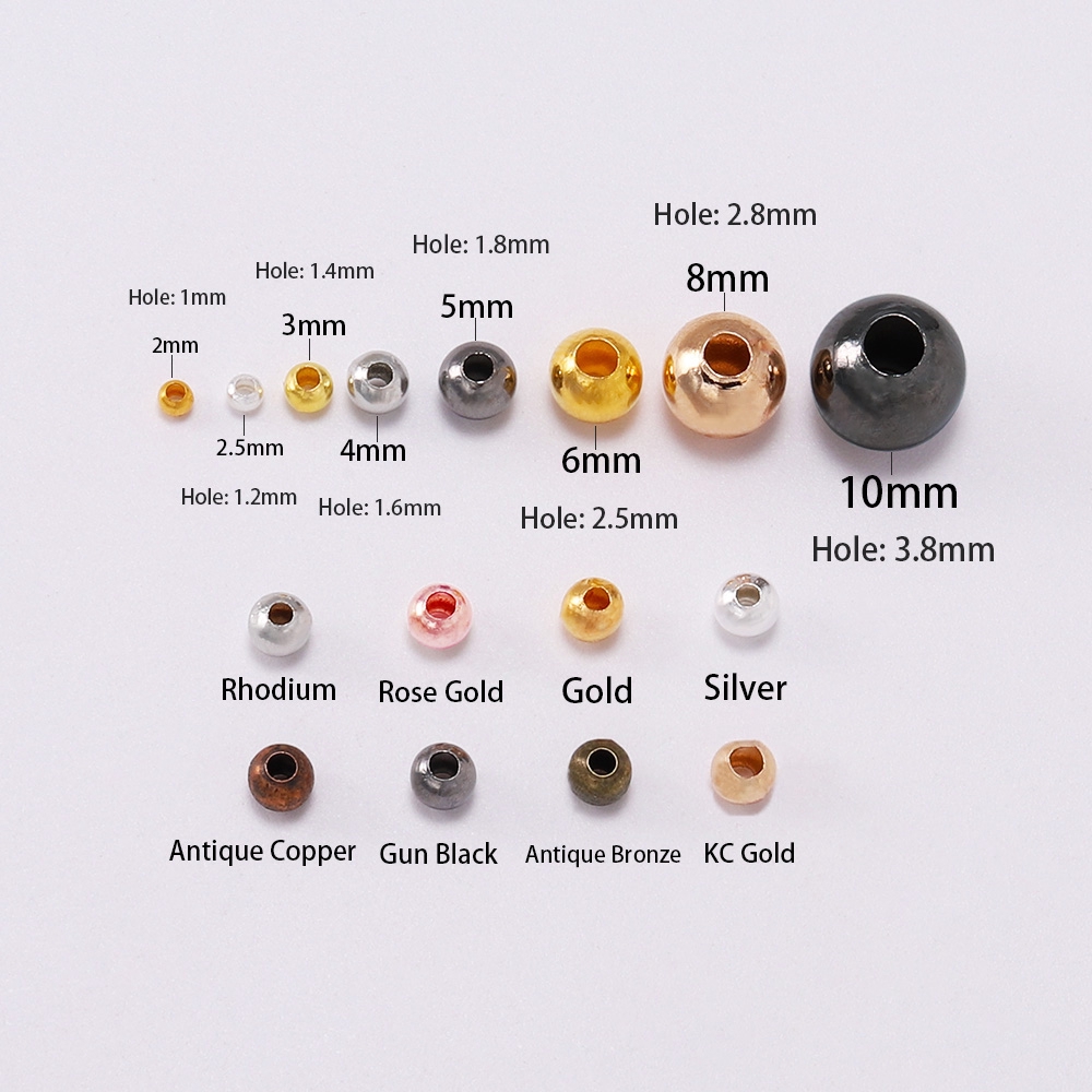 Bộ 500 hạt phụ kiện xỏ lỗ tròn làm phụ kiện trang sức 2 2.5 3 4mm (có bán lẻ)