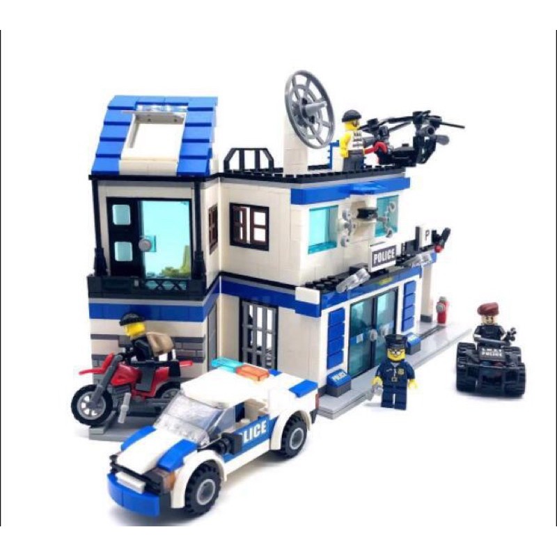 Lego con trai đồ chơi lắp ráp ngôi nhà, xe cảnh sát 746 miếng ghép -đồ chơi xếp hình