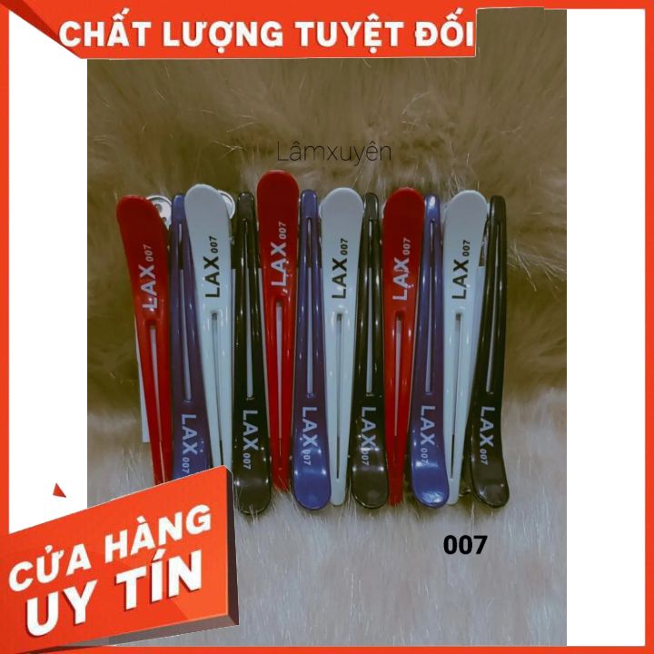 Kẹp mỏ vịt cao cấp để chia tóc LAX vỉ 12 cái chất liệu nhựa siêu bền, thiết kế siêu xinh chuyên dụng cho salon