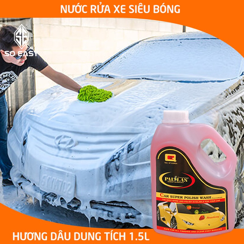 Dung dịch rửa xe siêu bóng PALLAS super polish wash concentrate 1.5L,nước rửa xe đậm đặc bảo vệ,bảo dưỡng mặt sơn-P-1502