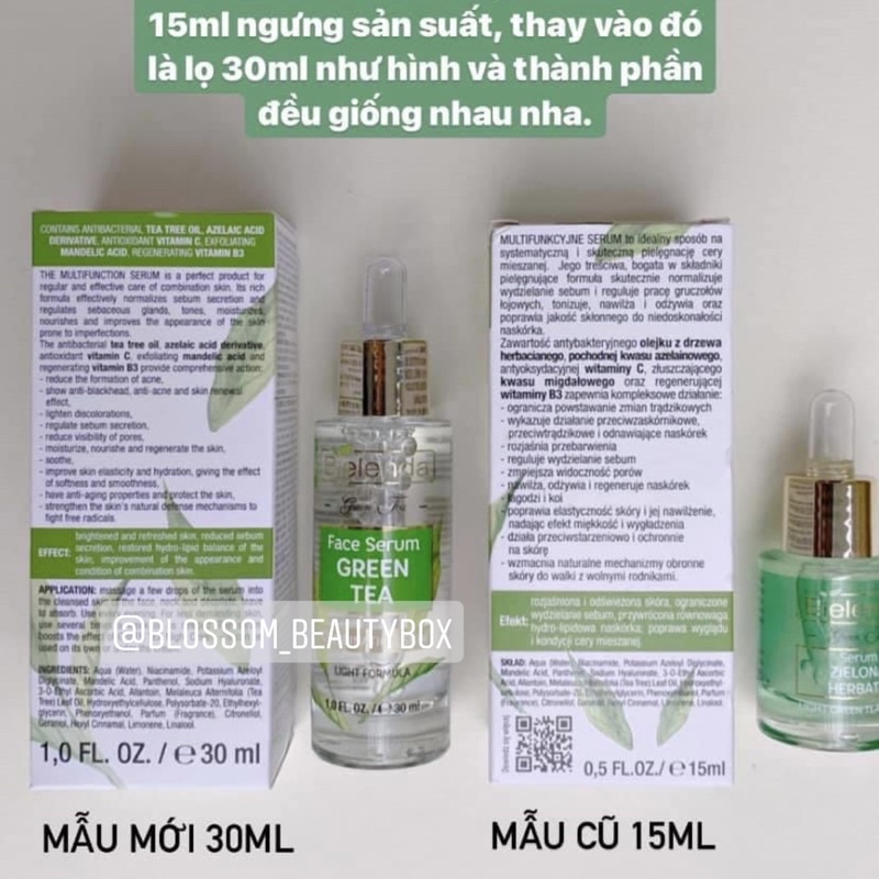 Serum trà xanh tràm trà Bielenda green tea cho da dầu mụn 30ML