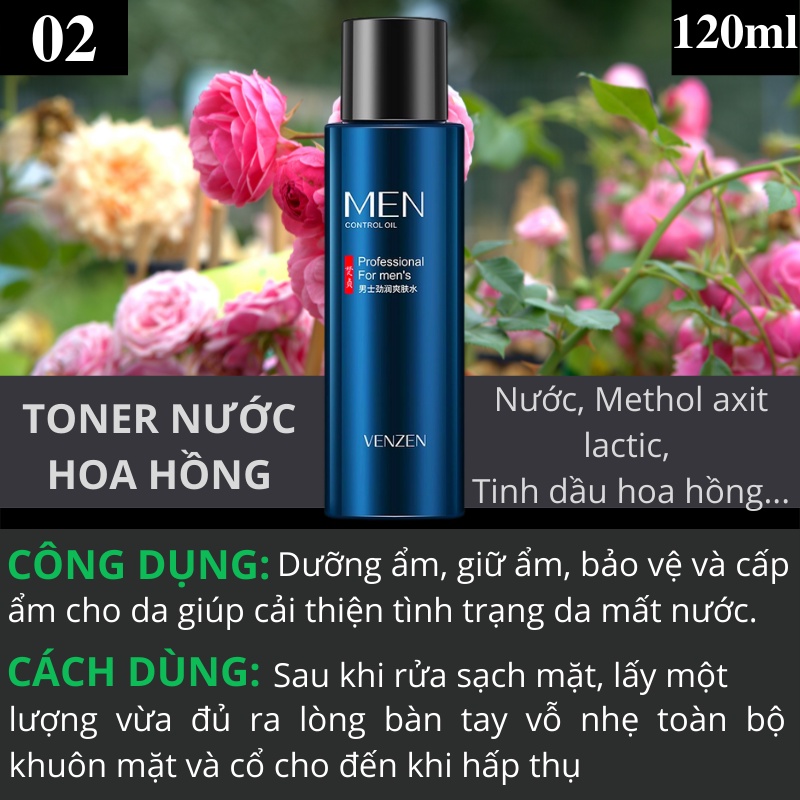 Bộ mỹ phẩm  chăm sóc da cho nam, sữa rửa mặt - Toner +  kem dưỡng ẩm Veze 2021 - DIKI