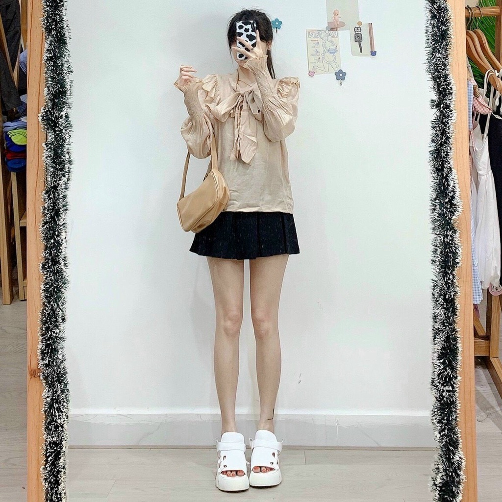 Đầm đũi nơ cổ bèo hợp đi làm đi chơi   KÈM ẢNH THẬT