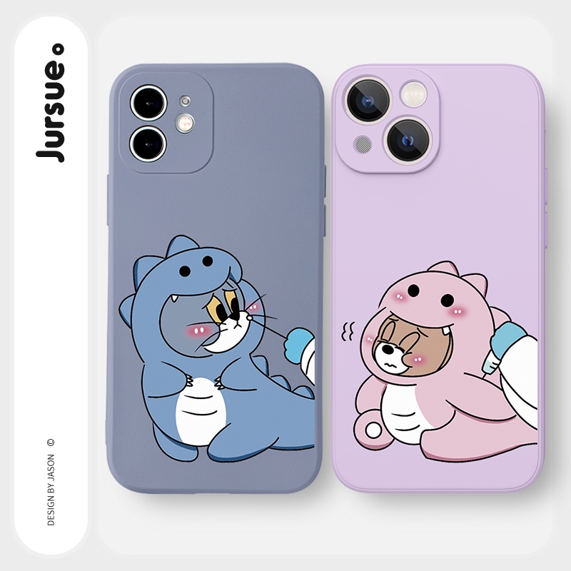 Ốp lưng JURSUE hoạt hình cặp đôi dễ thương đẹp cho iPhone 13 12 11 Pro Max SE 2020 X XR XS 8 7 ip 6S 6 Plus kute Y1915
