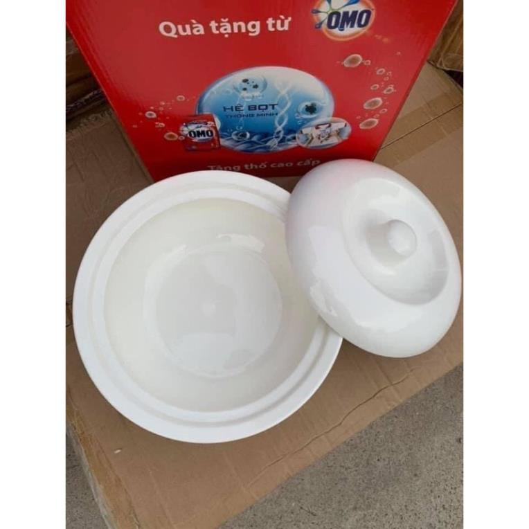 Âu cơm sứ có nắp size 25cm x10cm