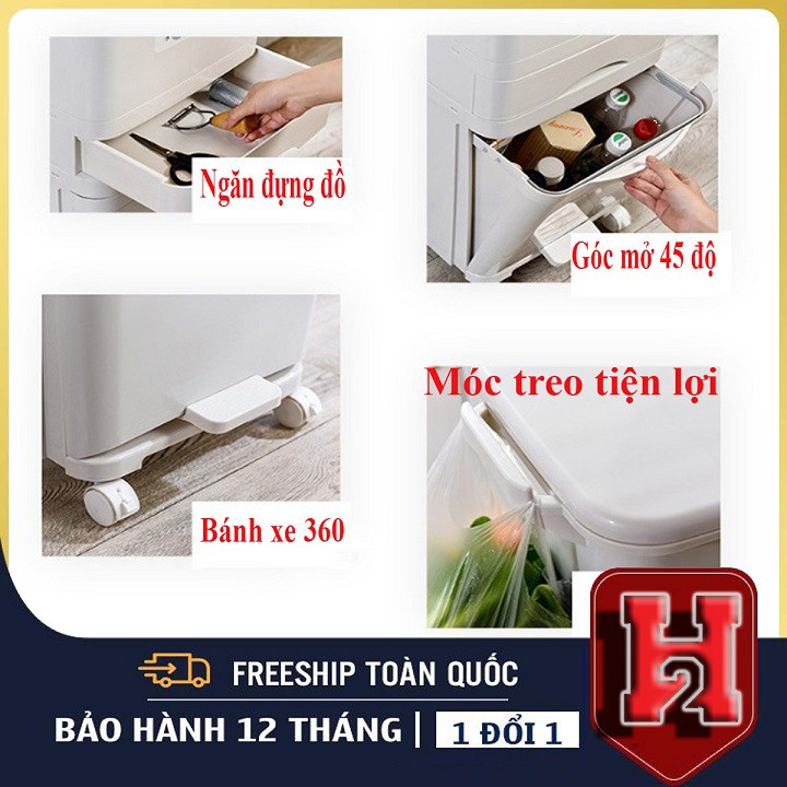 THÙNG RÁC NHẬT 3 TẦNG❤️FREESHIP❤️Nhật Bản THÔNG MINH PHÂN LOẠI RÁC có bánh xe