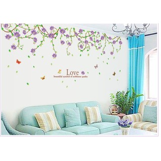 Decal dán tường decal trang trí giàn hoa tím 1 BINBIN PK95