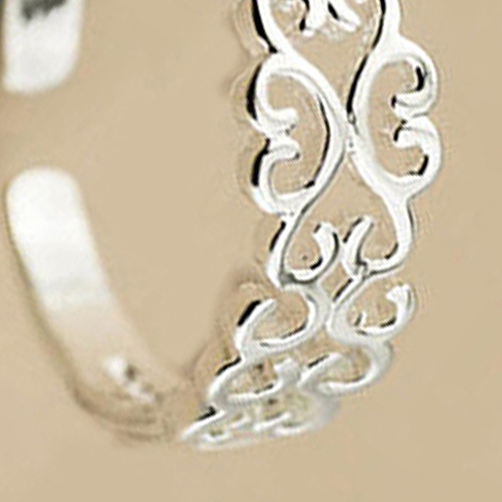 Nhẫn Hở Mạ Bạc Hình Trái Tim Rỗng Có Thể Điều Chỉnh Phong Cách Hàn Quốc