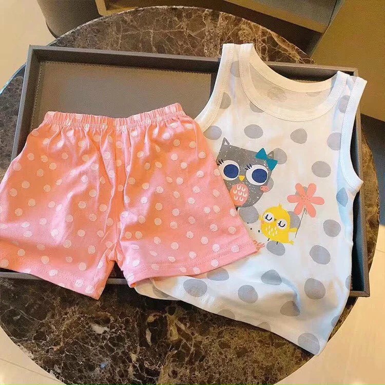 [ Hàng QC ] Bộ Ba Lỗ Cotton Họa Tiết Đáng Yêu Cho Bé Trai Bé Gái KIDS21001