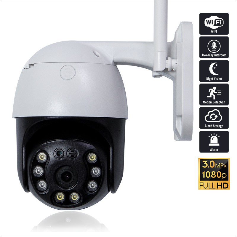 CAMERA NGOÀI TRỜI XOAY 360 ĐỘ WIFI HỖ TRỢ 4 ĐÈN LED 4 ĐÈN HỒNG NGOẠI (BẢO HÀNH 12 THÁNG)