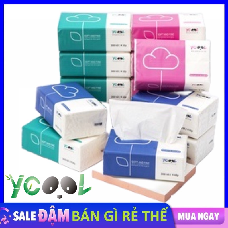 Khăn giấy lụa cao cấp YCOOL, khăn giấy rút Thùng 24 gói/300 tờ/4 lớp mềm mịn trắng tự nhiên 4 lớp nthinhuy01