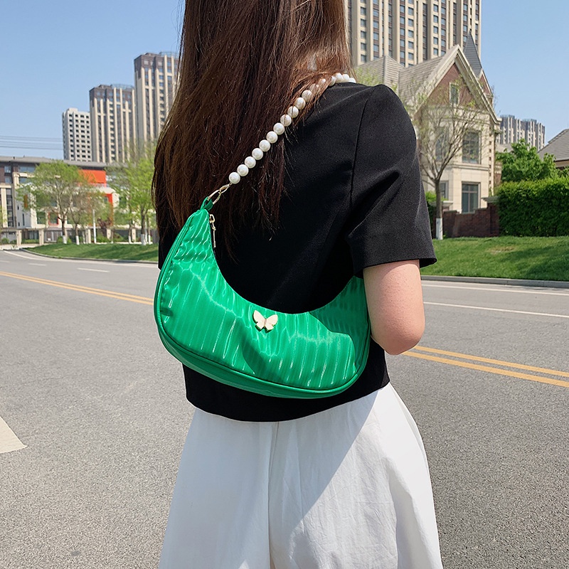 IELGY Túi Đeo Vai Đính Ngọc Trai Nhân Tạo Màu Sắc Đơn Giản Thời Trang Cho Nữ