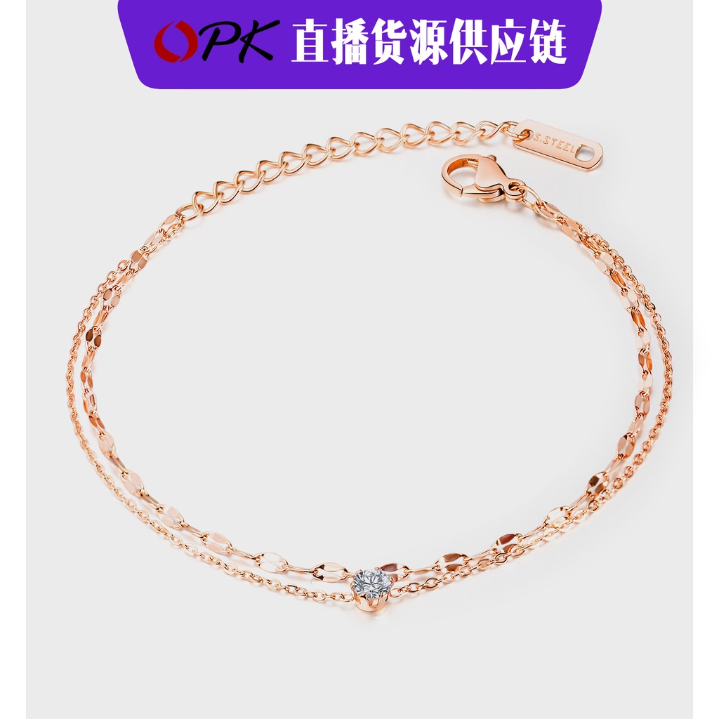 Vòng Tay Thép Titan Đính Đá Thiết Kế Đơn Giản Sáng Tạo Kiểu Nhật Hàn Cho Nữ