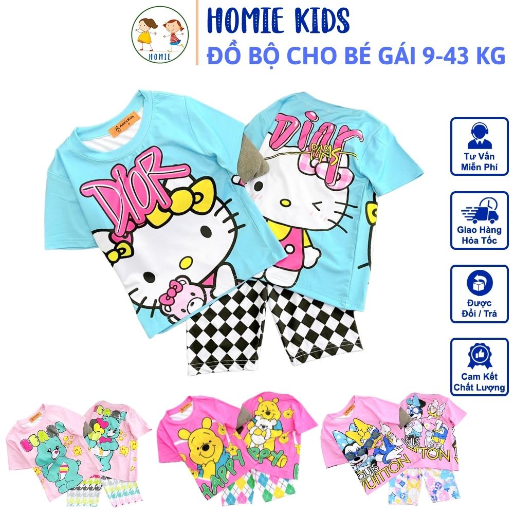Đồ Bộ Cho Bé Gái 9-43 Kg Set Quần Áo Trẻ Em Mặc Nhà Vải Thun Lạnh Hoạt Hình 3D Siêu Bền Đẹp Mềm Mịn Mát Homie Kids