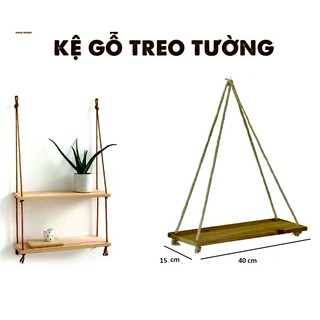 kệ gỗ treo tường bằng dây