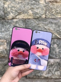 Ốp lưng kính cường lực vịt cute cho iphone