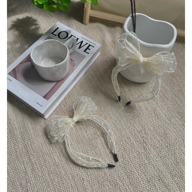 Cài tóc nơ bồng handmade hạt gạo em bé