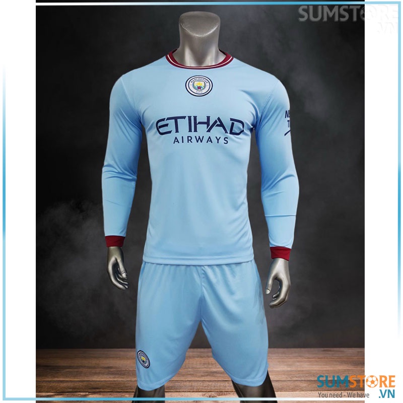 Áo Man City Xanh Sân Nhà Tay Dài Mùa 2022 2023 Mẫu Cực Đẹp - Quần Áo Đá Bóng Dài Tay Nam Nữ Mới Chất Lượng Cao Cấp