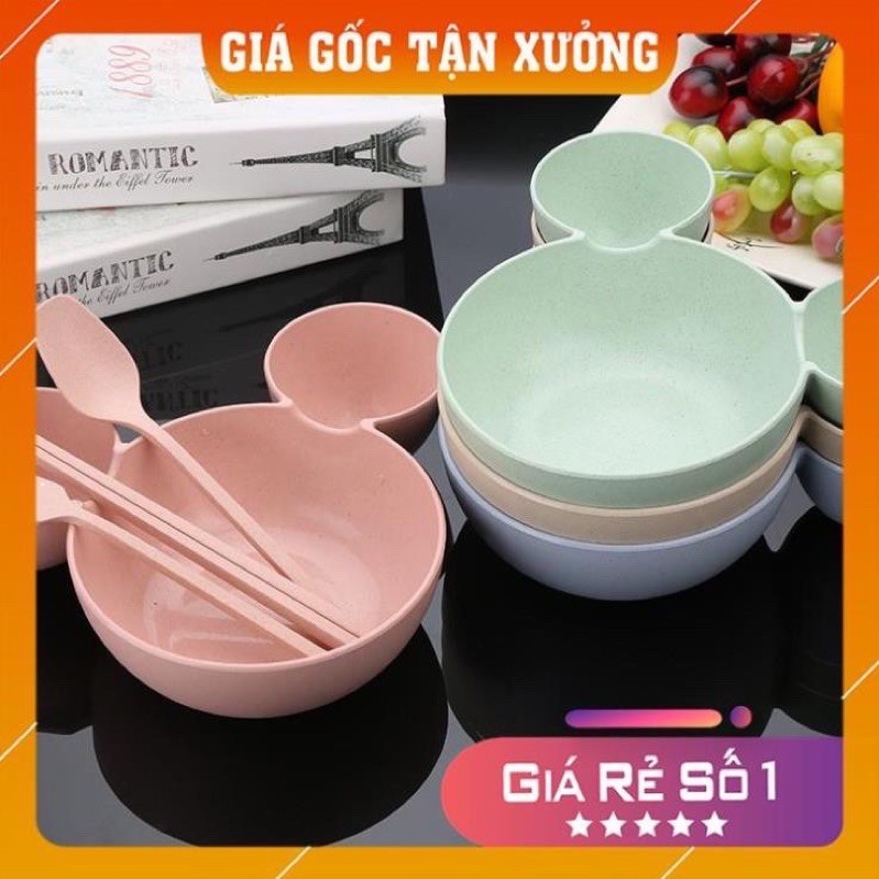 Bát Chia Ngăn Cho Bé FREESHIP Bát Ăn Dặm Chia Thức Ăn Hình Gấu Cho Bé Chất Liệu Lúa Mạch An Toàn Sức Khỏe Cho Bé