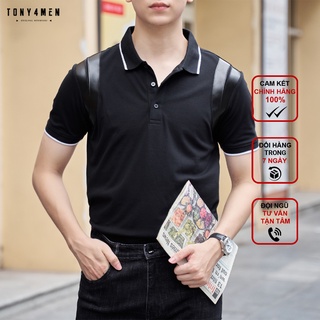 Áo Phông Polo Nam Chính Hãng Đẹp Local Brand TONY4MEN Cổ Bẻ Chất Vải Cotton Phối Đai Da Cao Cấp 4024