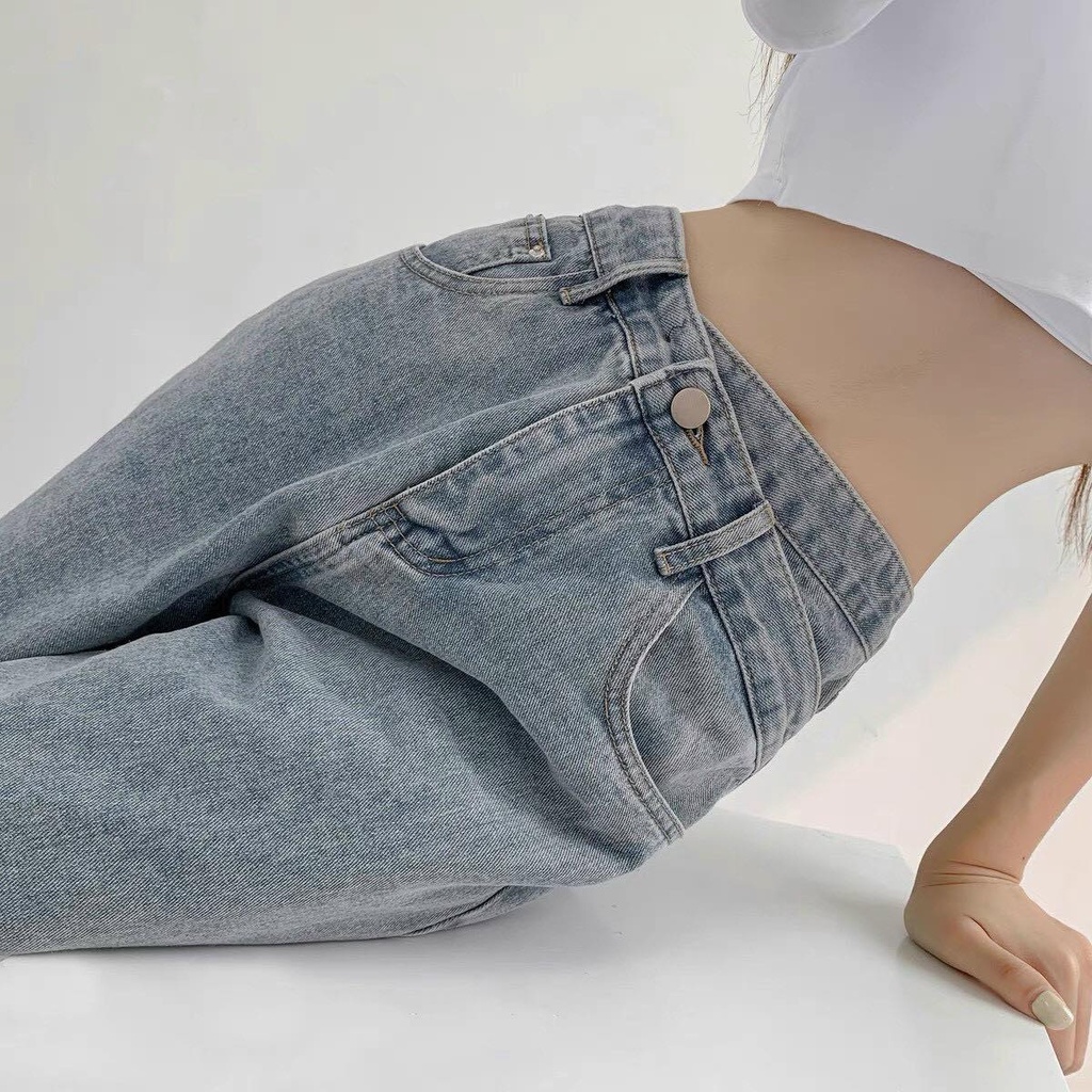 [ VIDEO VỪNG ƠI ] QUẦN JEANS ỐNG RỘNG NỮ LƯNG CAO CẠP CHÉO MÀU XANH NHẠT LAI CUỐN SIÊU THỜI TRANG CÁ TÍNH HADI