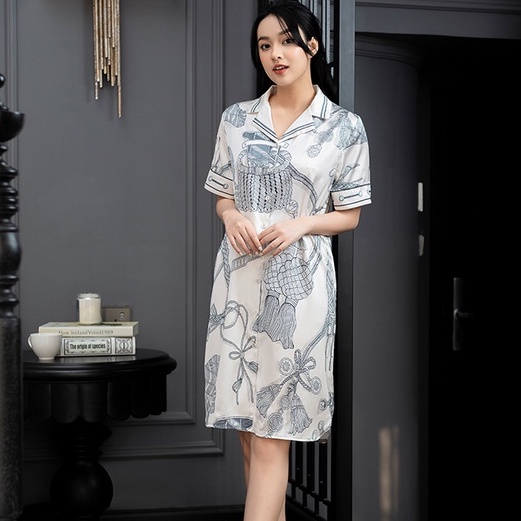 Áo váy satin ZAM Luxury - VAA69 - Gray Baroque