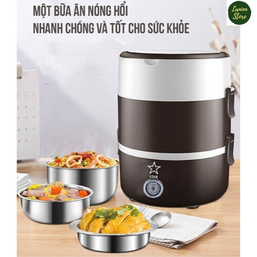 Cặp Lồng Giữ Nhiệt Cắm Điện, Hộp Cơm Cắm Điện 3 Tầng Ruột Inox Cao Cấp STAR, Giữ Nóng Thức Ăn Liên Tục | BigBuy360 - bigbuy360.vn