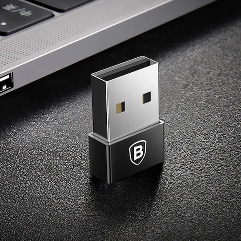 Adapter mini Baseus OTG USB to Type-C hỗ trợ sạc 3.0A Max, truyền dữ liệu 480Mbps, tương thích iPad/Máy tính bảng/Laptop