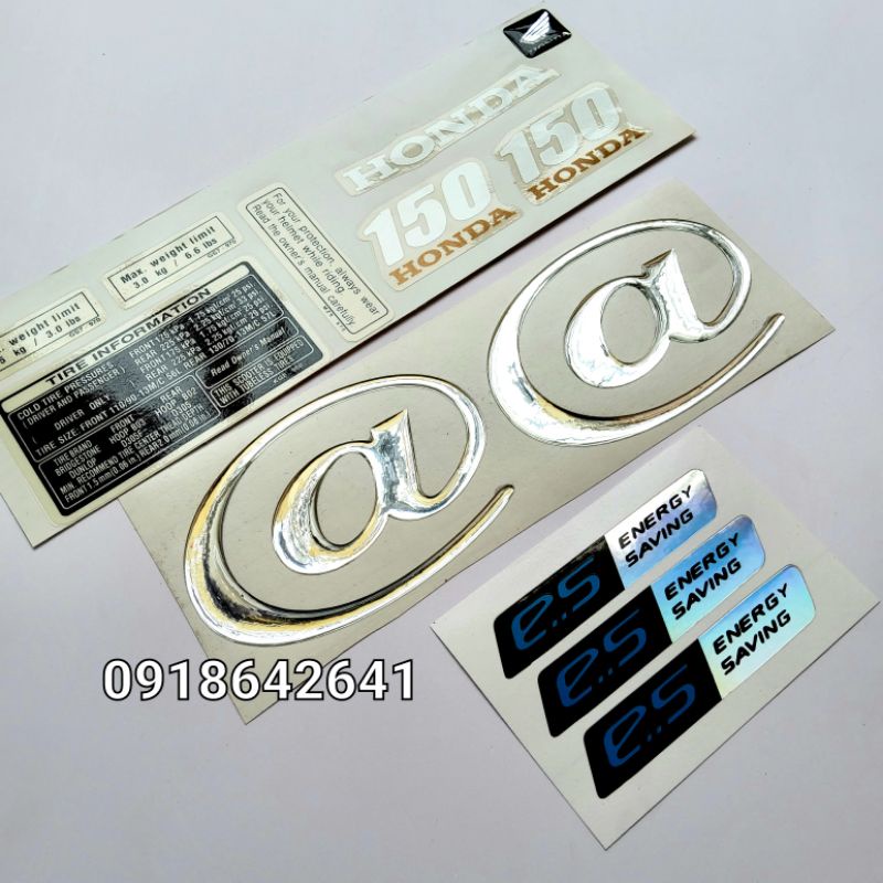 Bộ tem chữ Honda @ đi kèm thông số như zin