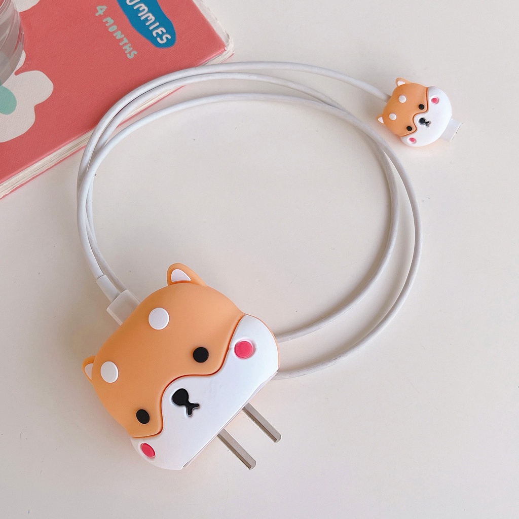 Đầu Bảo Vệ Cáp Sạc Hình Hoạt Hình Dễ Thương Cho APPL0 18W/20W