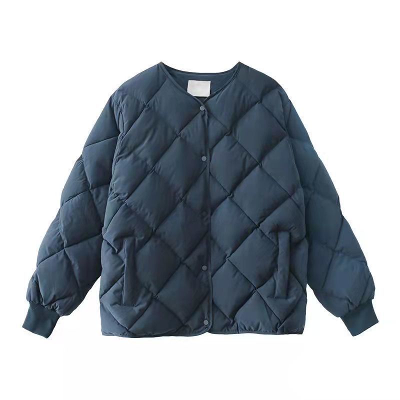 Áo khoác chần bông màu trơn phong cách retro Hàn Quốc