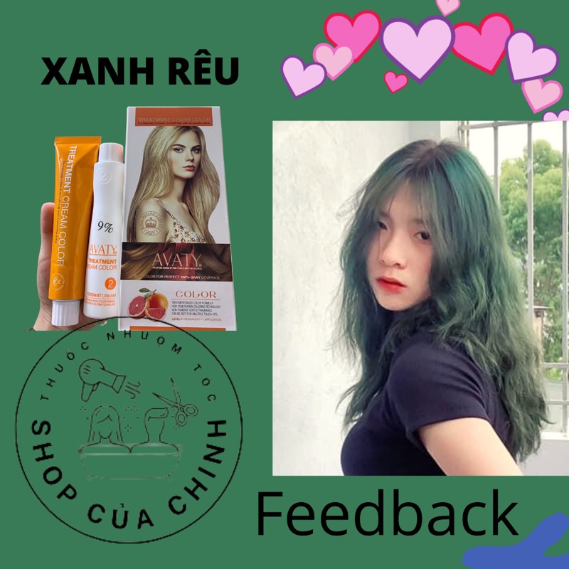 (Không Tẩy 100%) Thuốc Nhuộm Tóc Xanh Rêu Tặng Kèm Oxy Trợ Nhuộm