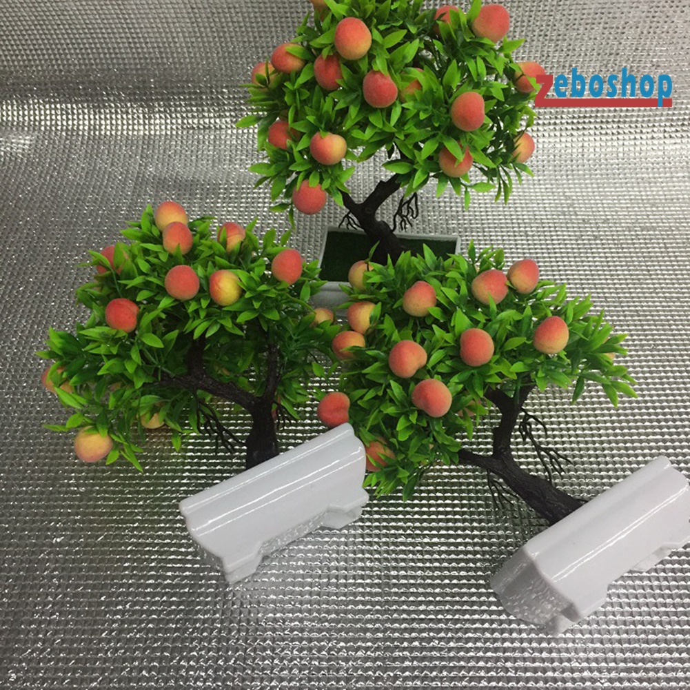 Chậu Cây Đào Giả Bằng Nhựa Tự Nhiên Dùng Trang Trí Nhà Cửa